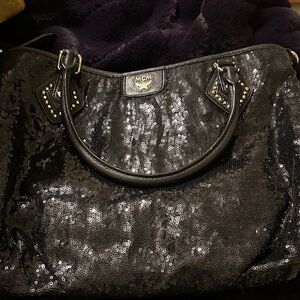 Guaranteed Authentic MCM limited edition Two way bag in Black Sequin